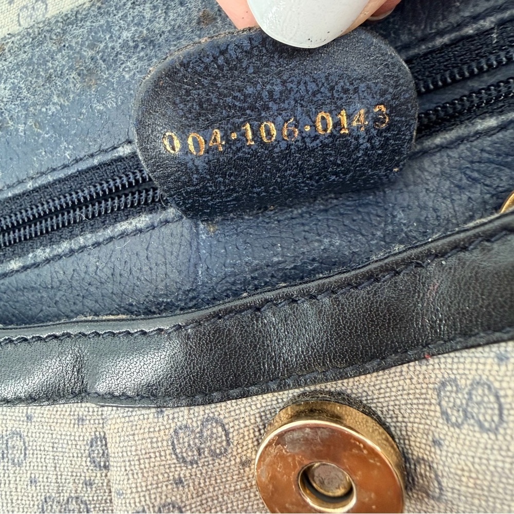 Vintage Gucci Blue Micro Logo GG Clutch Purse Bag FLAWS - Picture 12 of 14